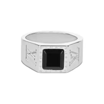 LOUIS VUITTON Onyx Metal Rings Men's Silver