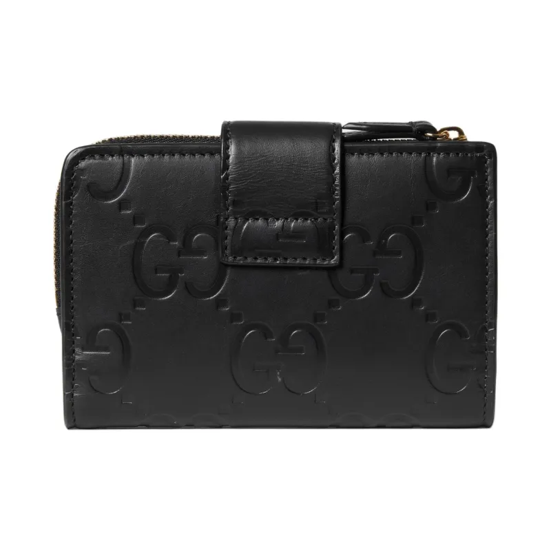 GUCCI Leather Wallet Medium Size Women's Black-1