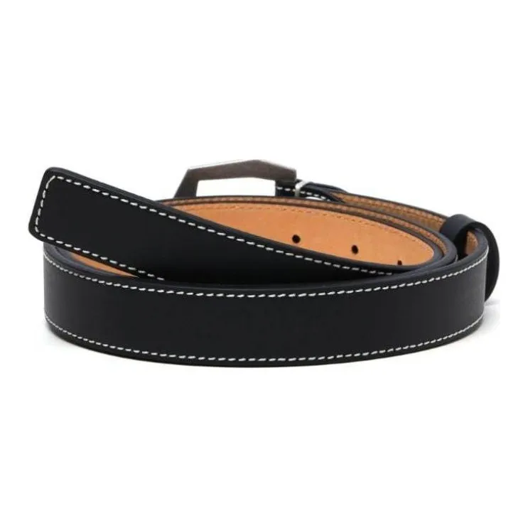 ADER ERROR Keresto Contrast Stitch, Smooth Buckle Leather Belts Women's Black-1