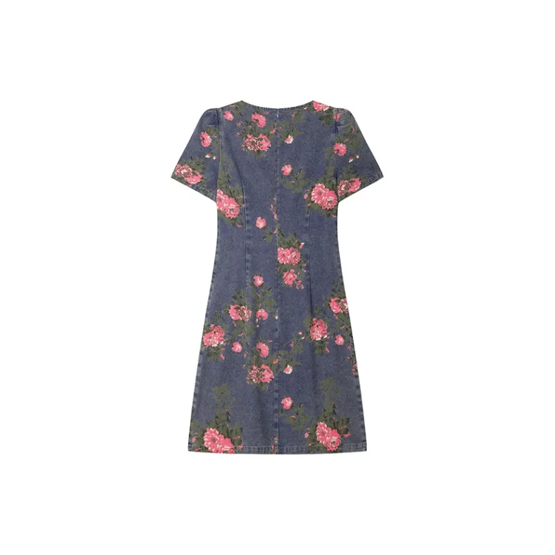 LOUISY AO Short Sleeved Dresses Women's Blue Floral-1