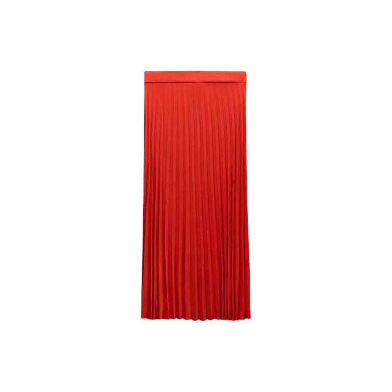 ZARA Casual Long Skirts Women's Brick Red-1