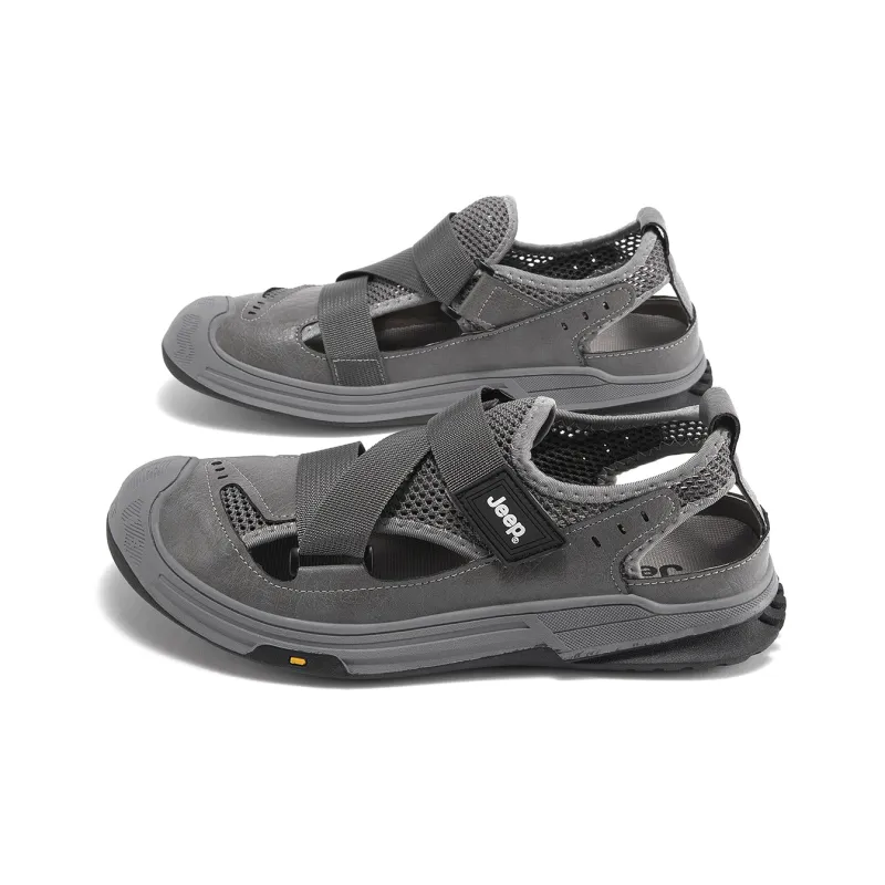 Jeep Abrasion Resistant Lightweight Breathable Quick Dry Slip Resistant Odor Resistant River Trekking Shoes Men's Gray-2