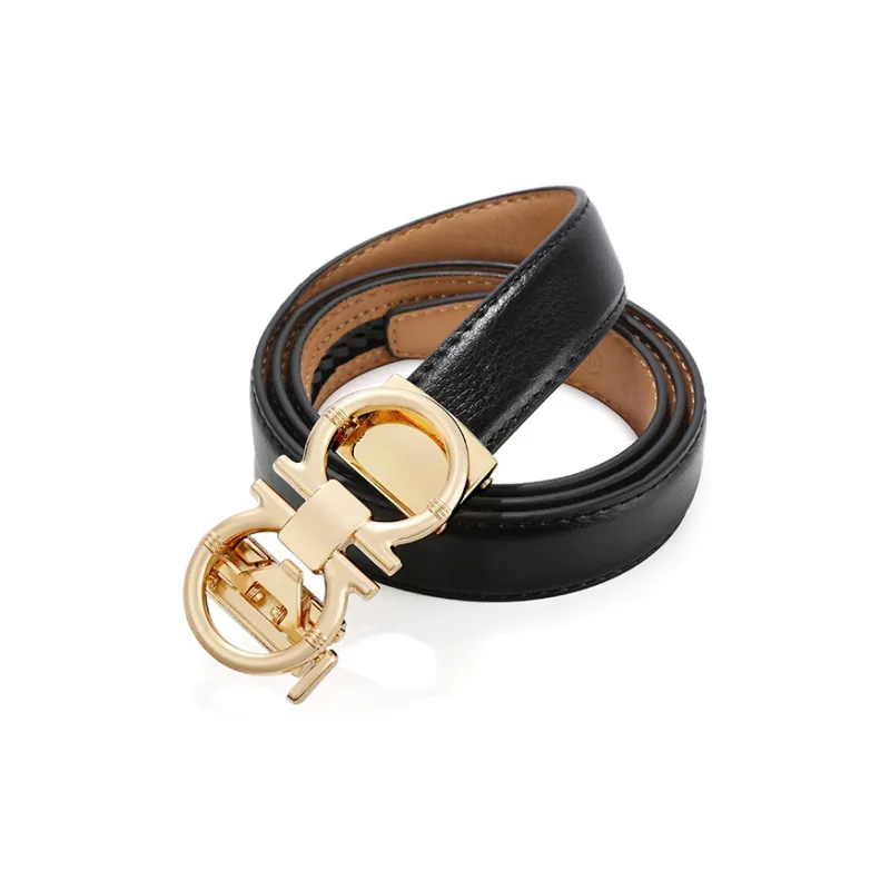 TUCANO Minimalist Style Slim Automatic Buckle Split Cow Leather Leather Belts Women's 2.3cm-1