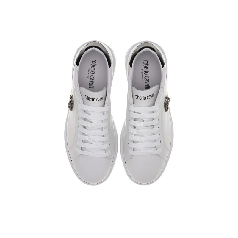 Roberto Cavalli Low Top Skateboard Shoes Men's White-4