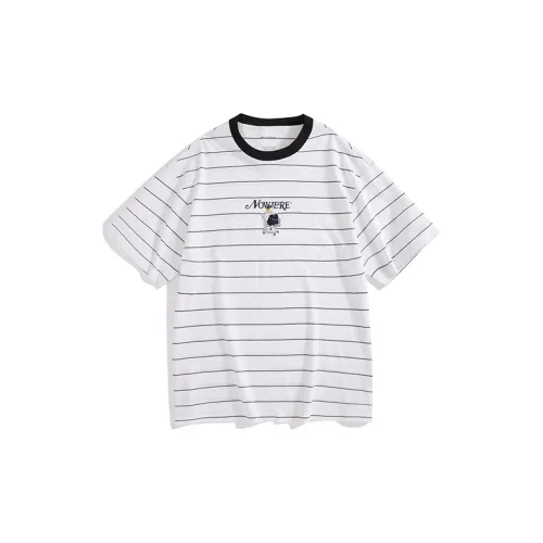 PEACEBIRD MEN T-Shirts Men Black/White Stripes 1 Wide Style