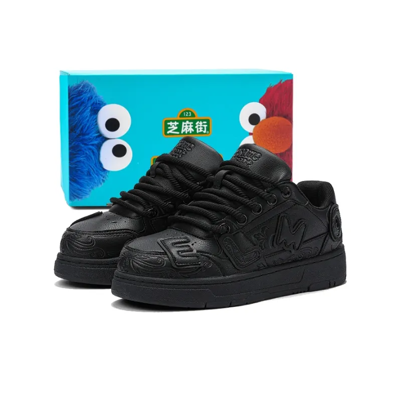 SESAME STREET Skateboard Shoes Unisex Low Top Avocado Green/Black & White/Jet Black/Pearl White-0