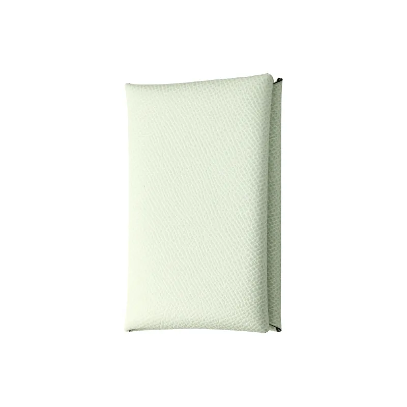 HERMES Calvi Cow Leather Card Holder Women's 0S Vert Fizz Bubble Green-1