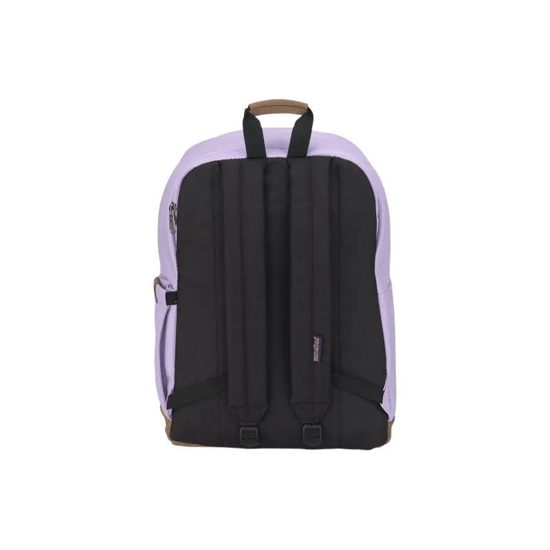 JanSport Suede Leather Backpack Unisex Light Purple-4