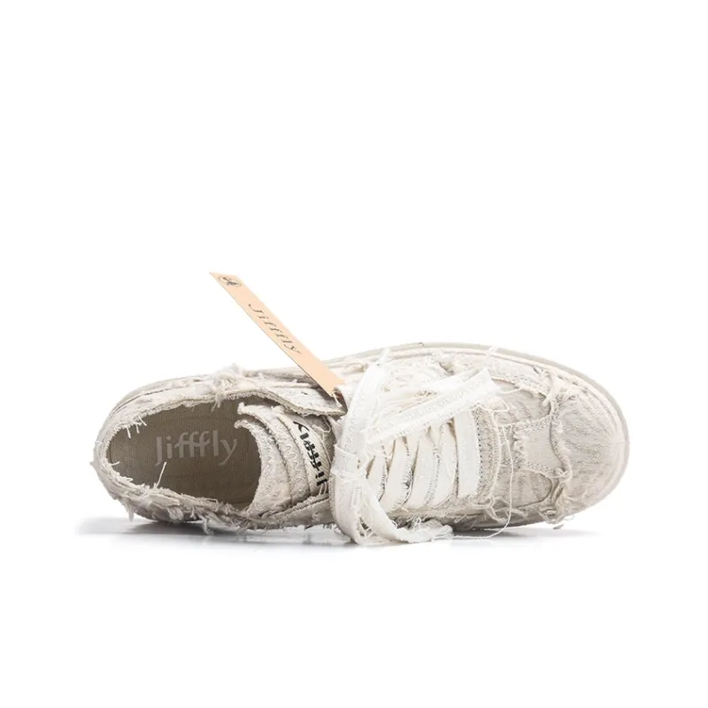 Jifffly Skateboard Shoes Unisex Low Top White-5