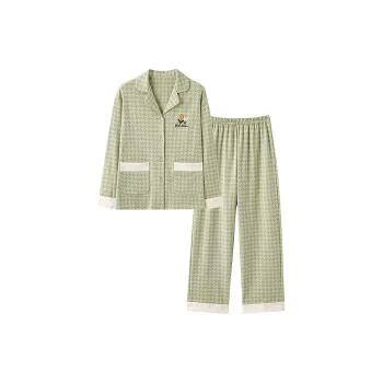 MIIOW Pajama Set Women's Green White Flower