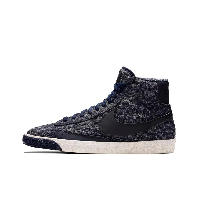 Nike Blazer Premium Anti-Slip Wear-Resistant Mid-Top Skateboard Shoes Men's Blue Black-0