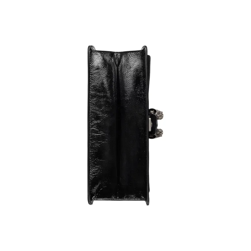GUCCI Dionysus Patent Leather One Shoulder Handbag Medium Size Women's Black-5