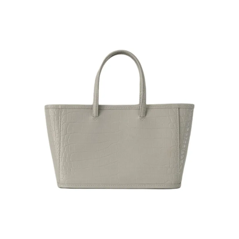 NOTHING WRITTEN Cow Leather Tote Bag Shopping Bag Shoulder Bag Handbag Mini Unisex Coconut White-0