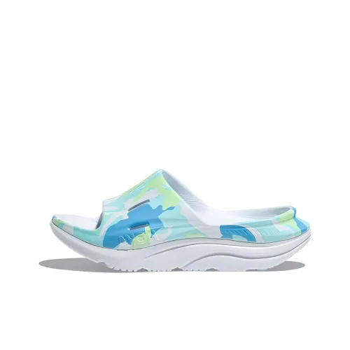 HOKA ONE ONE Ora Recovery Slide 3 Tech Green Cut Out Slip Resistant Odor Resistant Slide Slippers Unisex Blue