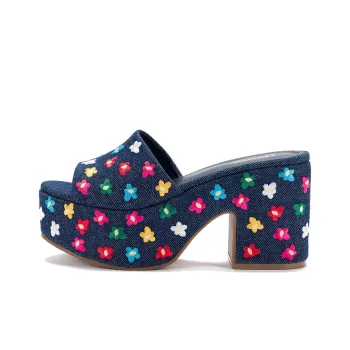 Larroude Slip-Resistant Abrasion-Resistant Slide Slippers Women's Dark Blue