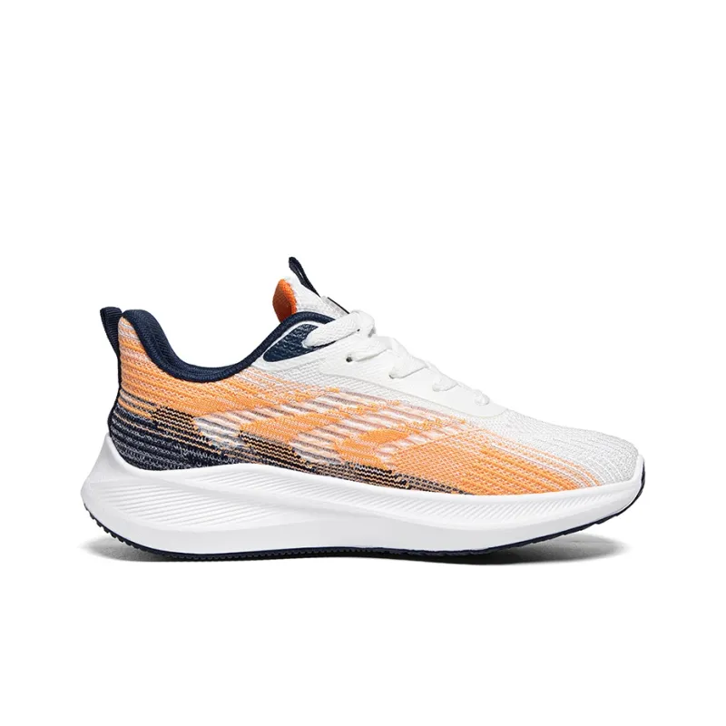 Warrior Students Mesh Sports Running Shoes Lightweight And Breathable Low Top Casual Shoes Men's White Orange Dark Blue-1