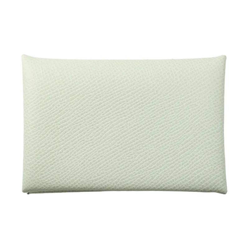 HERMES Calvi Cow Leather Card Holder Women's 0S Vert Fizz Bubble Green-3