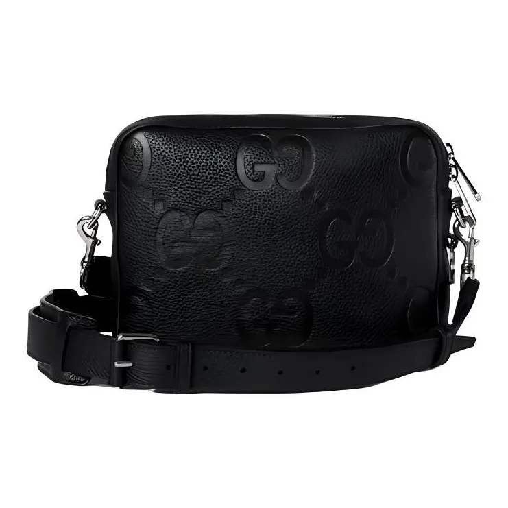 GUCCI Leather Shoulder Bag, Crossbody Bag Trumpets Unisex Black-6