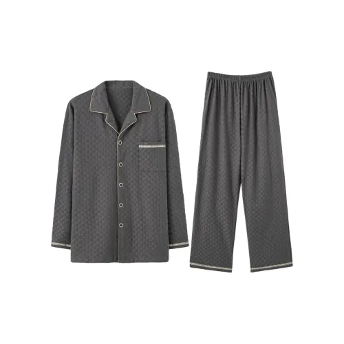 MIIOW Pajama Set Men's Gray With Horizontal Stripes