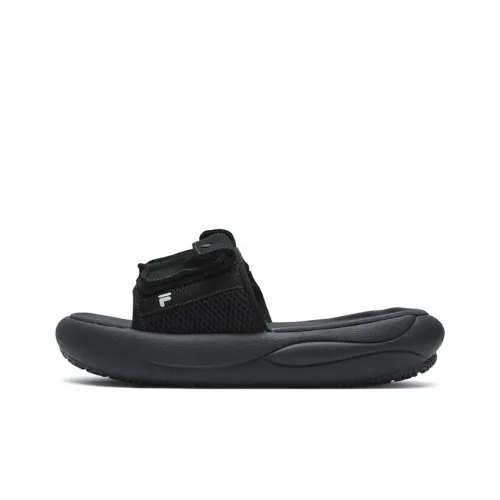 FILA FUSION ZIP UP Slip-Resistant Abrasion-Resistant Slide Slippers Women's Black