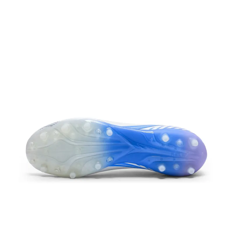 KELME Glimpse MG Rubber Short Studs Cushioning Coverage Support Soccer Shoes Unisex White Blue-4