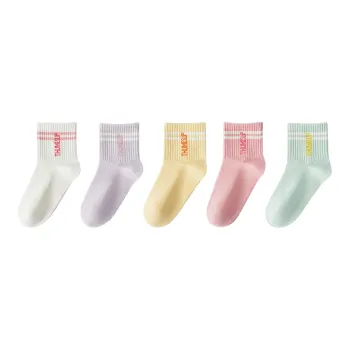 H-YXIANG Mid-Calf Socks Women's 5 Pack Mixed Color