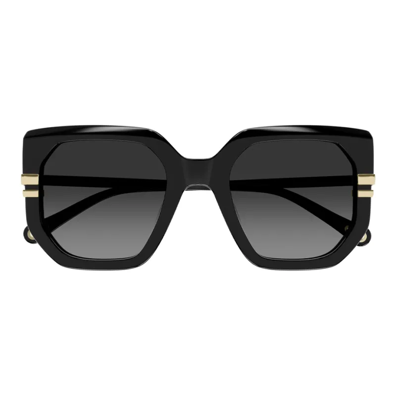 Chloe Recycled Acetate Irregular Shape Sunglasses Women's Black-1