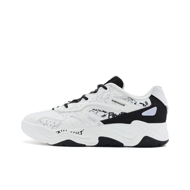 XTEP Undercurrent 3.0 Skateboard Shoes Women's Low Top Canvas White/Black/Snow Cyan Purple-0