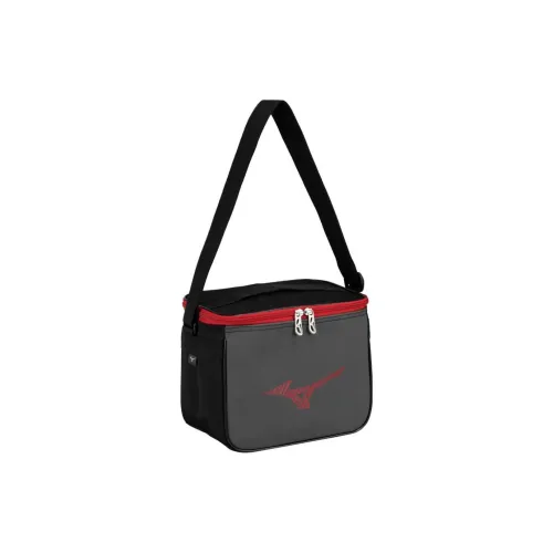Mizuno Polyester With Synthetic Leather With PU One Shoulder Handbags Unisex Black Red