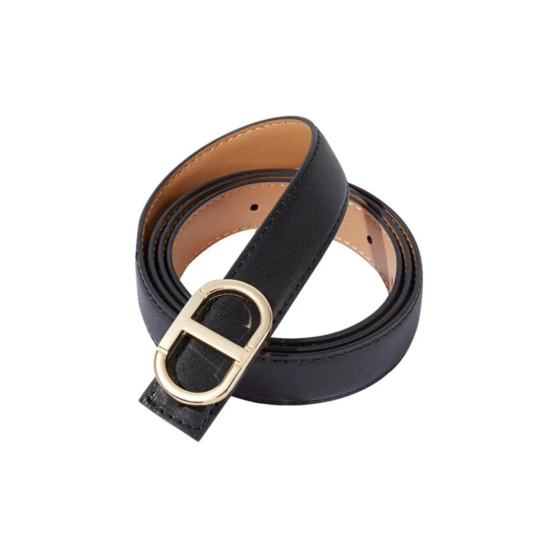 TUCANO Korean Style Decoration Suspender Skirt With Smooth Buckle Leather Belts Women's Black / Brown Width  2.4cm-1