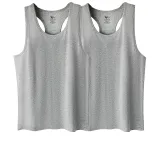2 Pack (Heather Gray+Heather Gray) 100% cotton Moisture-Wicking/Athletic Fit/Slim Fit