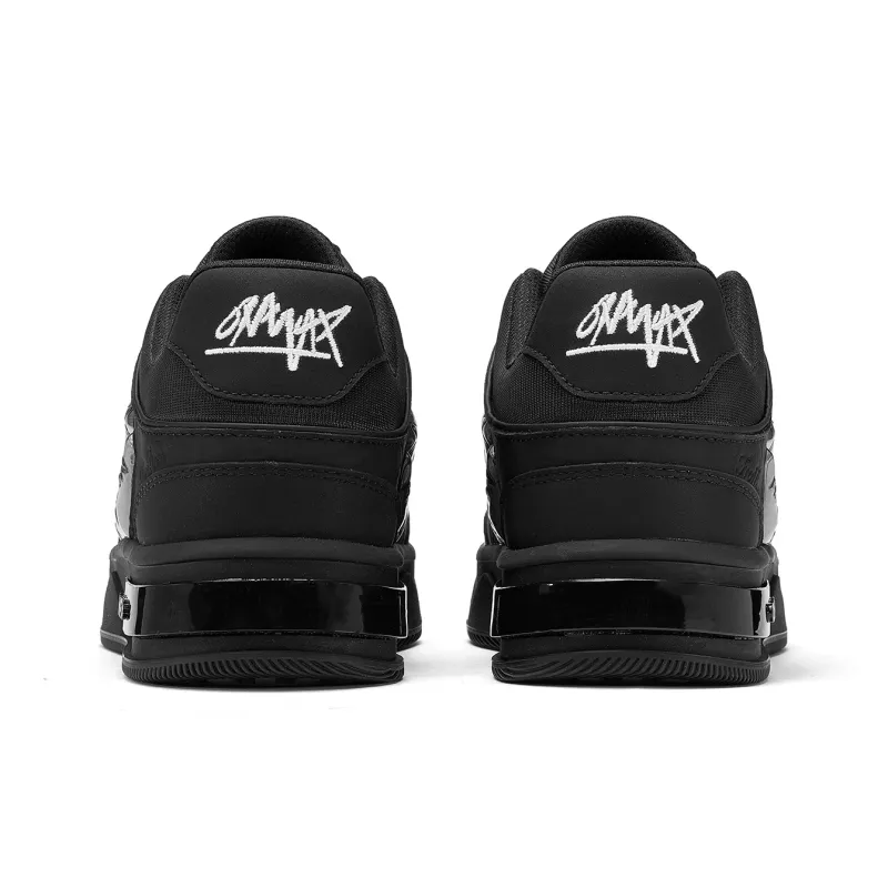 ON MAX Abrasion Resistant Height Increasing Low Top Skateboard Shoes Unisex Black-4