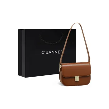 C°BANNER Cow Leather With Synthetic Leather Small Square Bag Shoulder Bag Women's Chocolate/Caramel