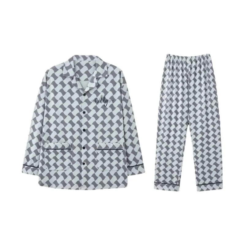 MIIOW Pajama Set Men's Gray Blue Plaid-0