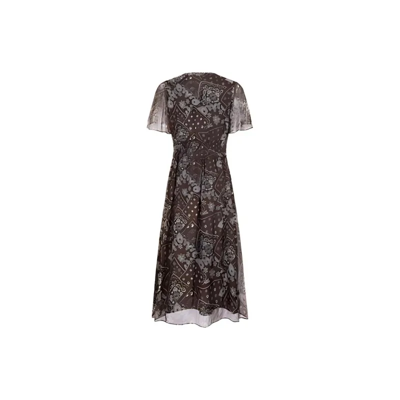 JZ. ANNAKRO Short Sleeved Dresses Women's Floral Coffee-1