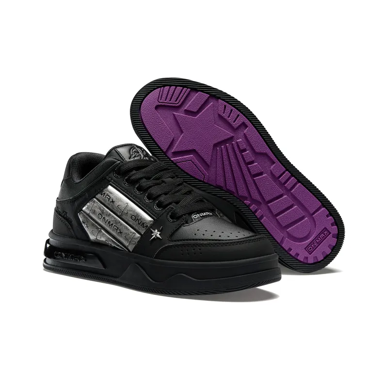 ON MAX Abrasion Resistant Height Increasing Low Top Skateboard Shoes Unisex Black-2