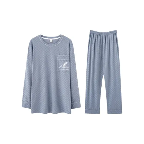 MIIOW Pajama Set Men's Light Blue Feather