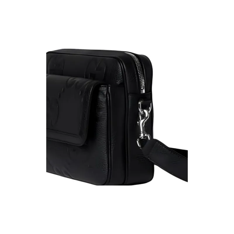 GUCCI Leather Shoulder Bag, Crossbody Bag Trumpets Unisex Black-7