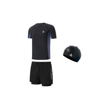 PEAK Swimming Sets Polyester Seaside Beach Vacation With Hot Spring Relaxation Men's Black