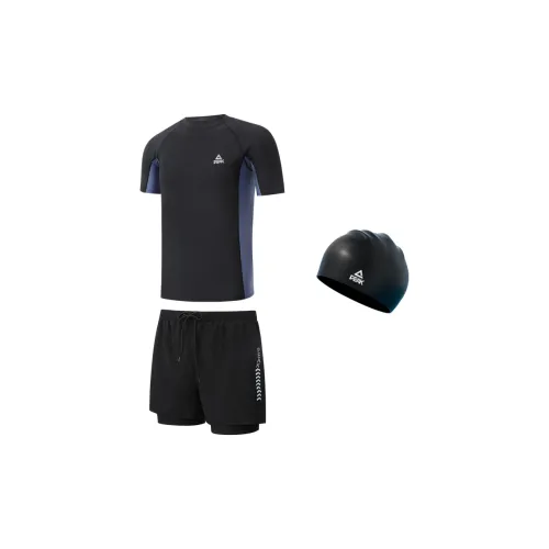 PEAK Swimming Sets Polyester Seaside Beach Vacation With Hot Spring Relaxation Men's Black