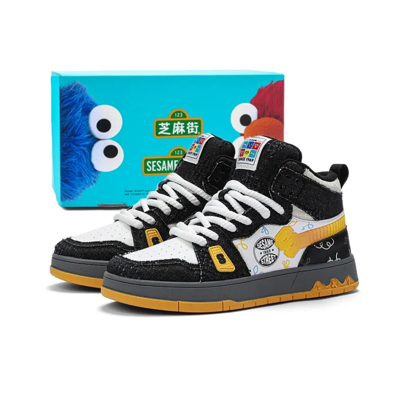 SESAME STREET Cushioned Wear-Resistant Lightweight Height Increasing High-Top Skateboard Shoes Unisex-11