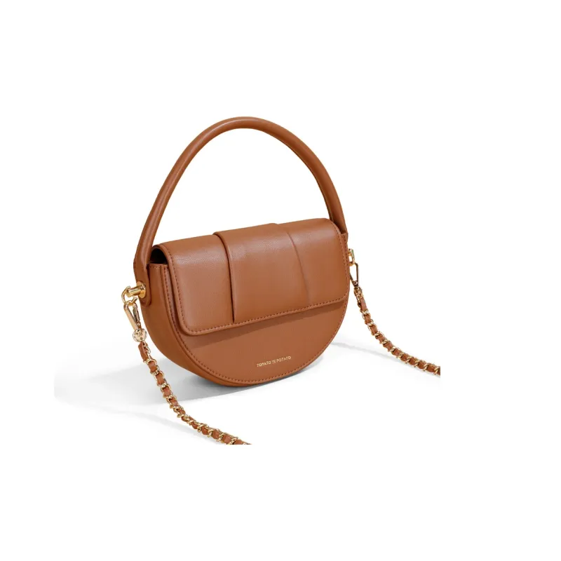 TOMATO&POTATO Cow Leather Shoulder Bag Women's Ecru/Brown/Green-6