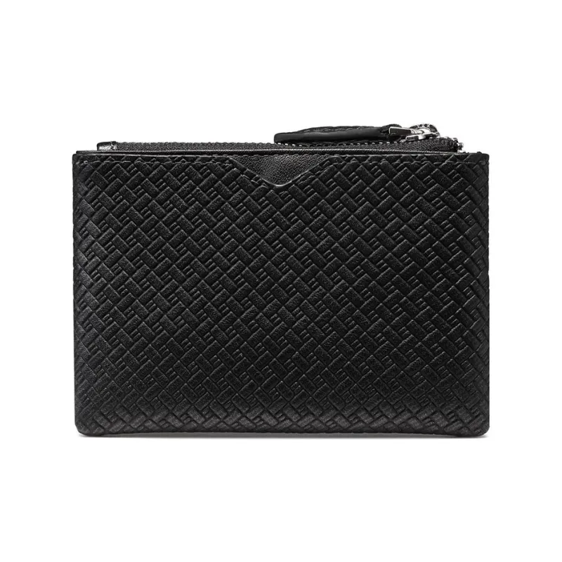 PIERRE CARDIN Top Grain Cow Leather Advanced Woven Pattern Business Wallet Cropped Purse Regular Men's Black-2