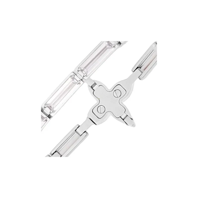 LOUIS VUITTON Zircon Metal Bracelets Men's Silver-2