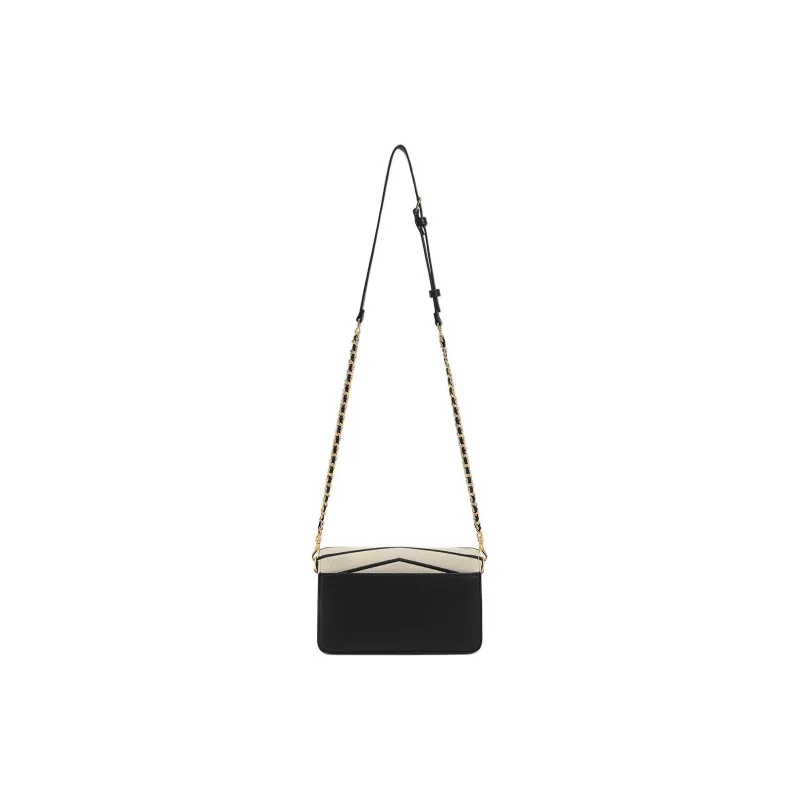 CHARLES&KEITH Recycled Material With Canvas And PU Crossbody Bags Regular Women's Black & Beige-2