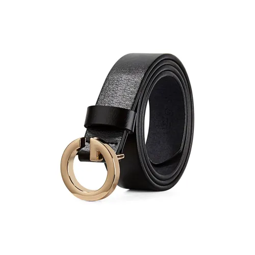TUCANO Bovine Split Transfer Leather Belts Women's Black/Coffee Width 2.8cm