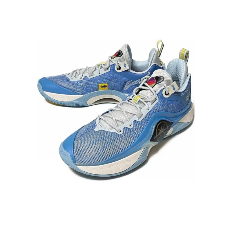 LiNing Cushioned Slip-Resistant Low-Top Basketball Shoes Men's Blue-2