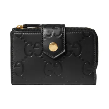 GUCCI Leather Wallet Medium Size Women's Black