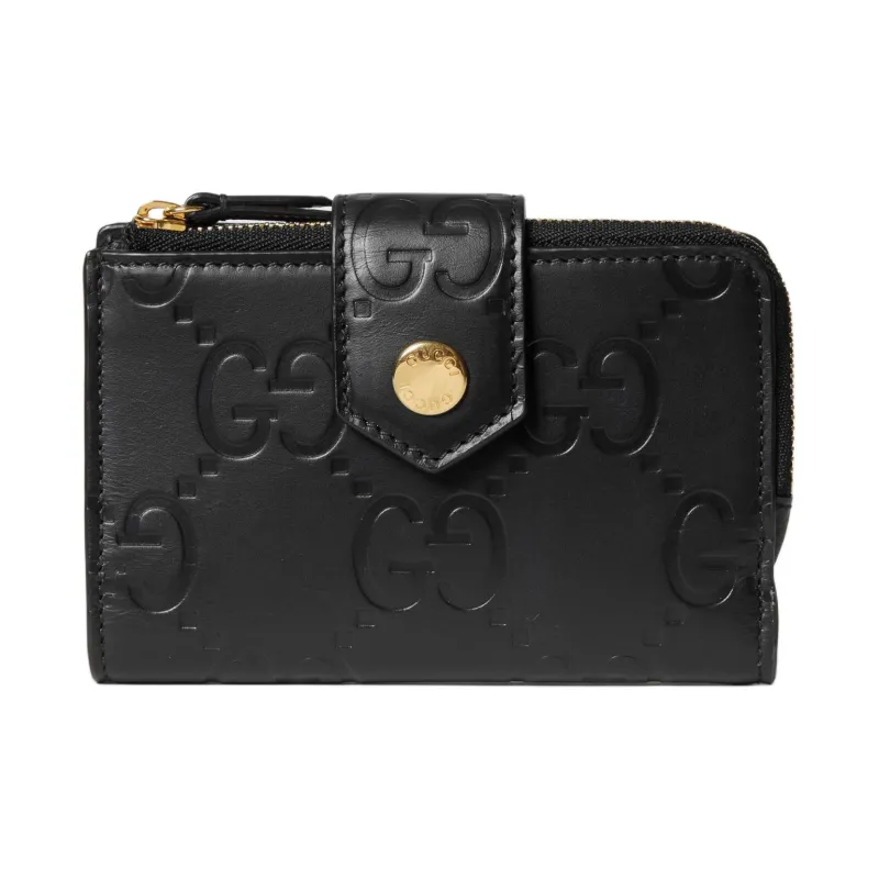 GUCCI Leather Wallet Medium Size Women's Black-0