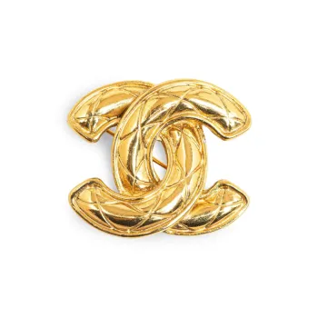 CHANEL 20th Century Plated Cc Quilted Brooch Costume Brooch
